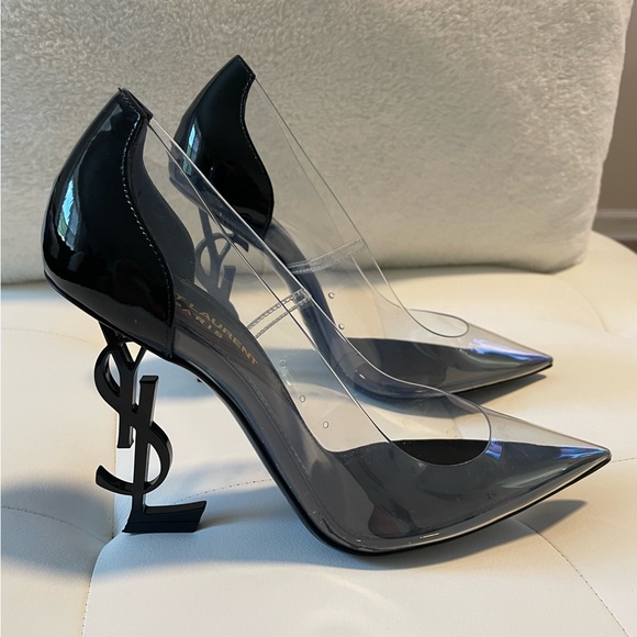 Yves Saint Laurent Shoes - Sold Yves Saint Laurent Opyum Pointed Toe Logo Heel Pumps